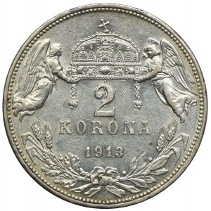 Węgry, Franciszek Józef I, 2 korony 1913 KB, Kremnica