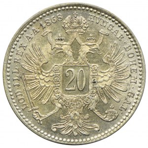 Austria, Franz Joseph I, 20 krajcars 1868, Vienna