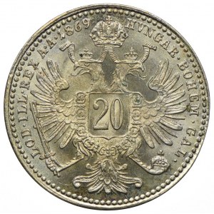 Österreich, Franz Joseph I., 20 krajcars 1869, Wien