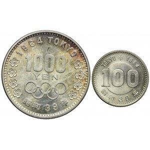 Japonia, Hirohito (Showa), 100, 1000 yen 1964, Olimpiada Tokio (2szt.)
