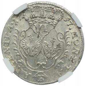Schlesien, Schlesien unter preußischer Herrschaft, Friedrich II., Sechspfennig 1757 B, Wrocław, NGC MS61