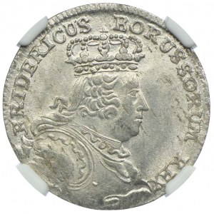 Silesia, Silesia under Prussian rule, Frederick II, sixpence 1757 B, Wrocław, NGC MS63