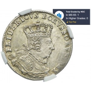 Germany, Prussia, Frederick II, sixpence 1757 C, Kleve, NGC MS65