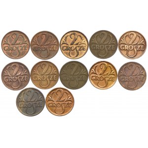 Second Republic set, 2 pennies 1925-1938 (12pcs.)