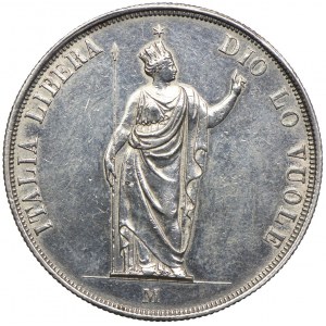 Italien, Lombardei, 5 Lire 1848 M, Mailand