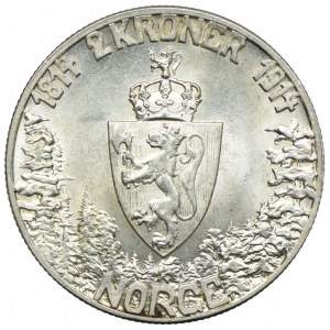 Norwegia, Haakon VII, 2 korony 1914, Kongsberg