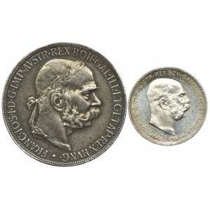 Austria, Franz Joseph I, 5 crowns 1900, 1 crown 1914 (2pc).