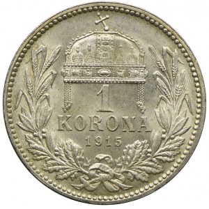 Węgry, Franciszek Józef I, 1 korona 1915 KB, Kremnica