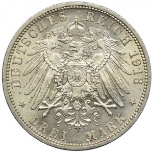 Germany, Prussia, Wilhelm II, 3 marks 1913 A, Berlin