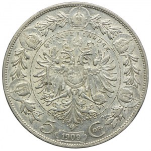 Austria, Franz Joseph I, 5 crowns 1909, Vienna