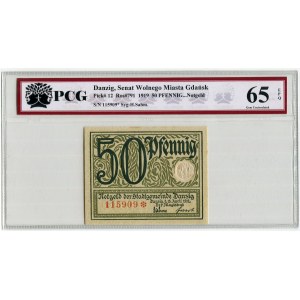 Danzig, 50 fenig 1919, green, PCG 65 EPQ