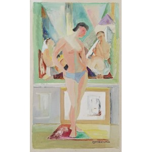 Zdzisław CYANKIEWICZ (1912-1981), Akt kobiety przy oknie [projekt dekoracji ściennej ?]