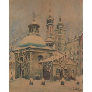 Eugeniusz WOLSKI, XIX / XX w., Kościół świętego Wojciecha w Krakowie zimą, 1913