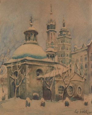 Eugeniusz WOLSKI, XIX / XX w., Kościół świętego Wojciecha w Krakowie zimą, 1913