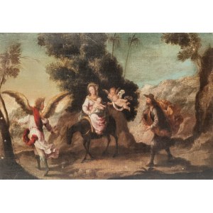 ARTYSTA NIEOKREŚLONY, XVII w., Anioł prowadzi Świętą Rodzinę