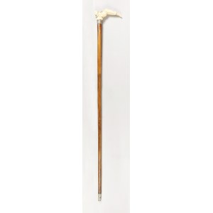 Walking stick with a handle in the form of a lying pierrot