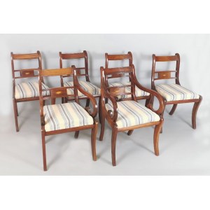 Komplet siedzisk w stylu biedermeier złożony z 2 foteli i 4 krzeseł