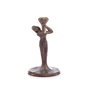 Art Nouveau style candlestick with the figure of a woman