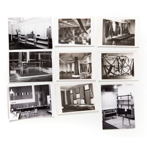 Zestaw 9 fotografii stanowiących dokumentację wystawy wzornictwa przemysłowego