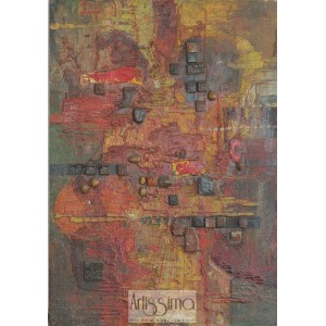 Obraz - Kompozycja Abstrakcyjna Ii, olej/ collage/płyta pilśniowa, 61 x 43 cm