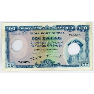 Portuguese India 100 Escudos 1959 Cancelled Note