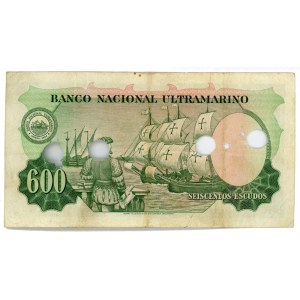 Portuguese India 600 Escudos 1959 Cancelled Note