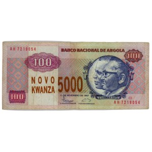 Angola 5000 Novo Kwanza on 100 Kwanzas 1991 ND (old date 11.11.1987)