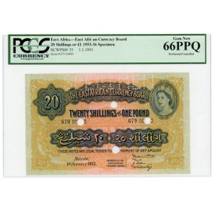 East Africa 20 Shillings / 1 Pound 1955 Specimen PCGS 66