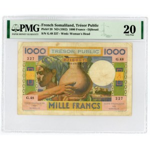 French Somaliland 1000 Francs 1952 (ND) PMG 20