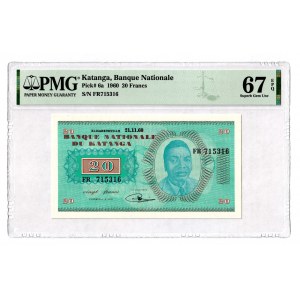 Katanga 20 Francs 1960 PMG 67 EPQ