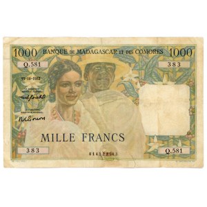 Madagascar 1000 Francs 1953