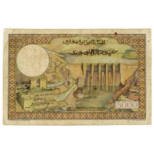 Morocco 50 Dirhams on 5000 Francs 1959 ND (old date 23.7.1953)