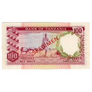 Tanzania 100 Shillings 1966 (ND) SPECIMEN