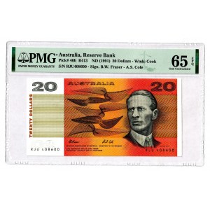 Australia 20 Dollars 1991 PMG 65 EPQ