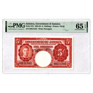 Jamaica 5 Shillings 1953 - 1958 PMG 65 EPQ