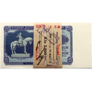 Czechoslovakia Original Bundle with 100 Banknotes 25 Korun 1953 Consecutive Numbers
