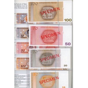 Bosnia & Herzegovina Full Set of Banknotes 2012 Specimens