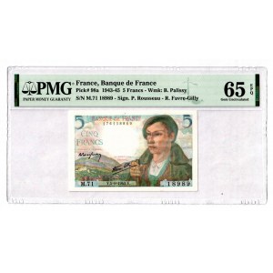 France 5 Francs 1943 - 1945 PMG 65 EPQ