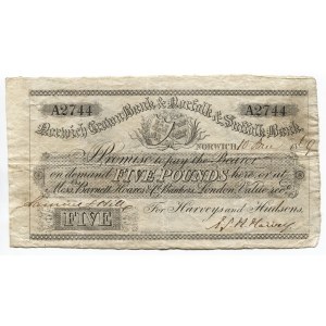 Great Britain Norwich & Norfolk Bank 5 Pounds 1869