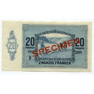 Luxembourg 20 Francs 1929 Specimen