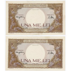 Romania 2 x 1000 Lei 1944 With Consecutive Numbers