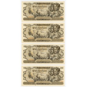 Romania 4 x 100 Lei 1947 With Consecutive Numbers