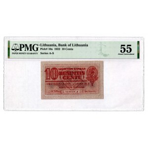 Lithuania 10 Centu 1922 PMG 55