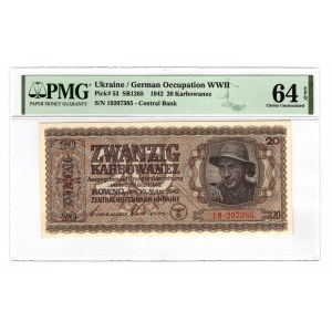 Ukraine Germany Occupation 20 Karbowanez 1942 PMG 64 EPQ