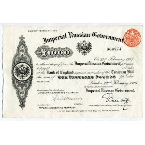 Russia Imperial Russian Government Payment Obligation 1000 Pounds 1917