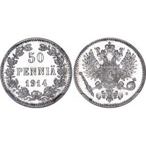 Russia - Finland 50 Pennia 1914 S NGC MS 67