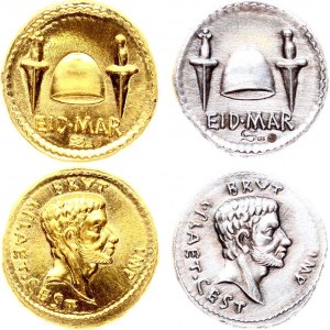 Roman Republic Set of Denar & Aureus 42 BC Marcus Junius Brutus Modern Restrike!