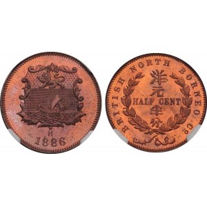 British North Borneo 1/2 Cent 1886 H NGC MS 66 RB