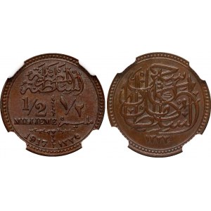 Egypt 1/2 Millieme 1917 AH 1335 NGC MS 65 BN