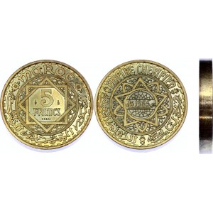 Morocco 5 Francs 1946 AH 1365 Piedfort Essai